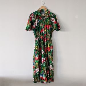 Vintage Tropical Midi Dress